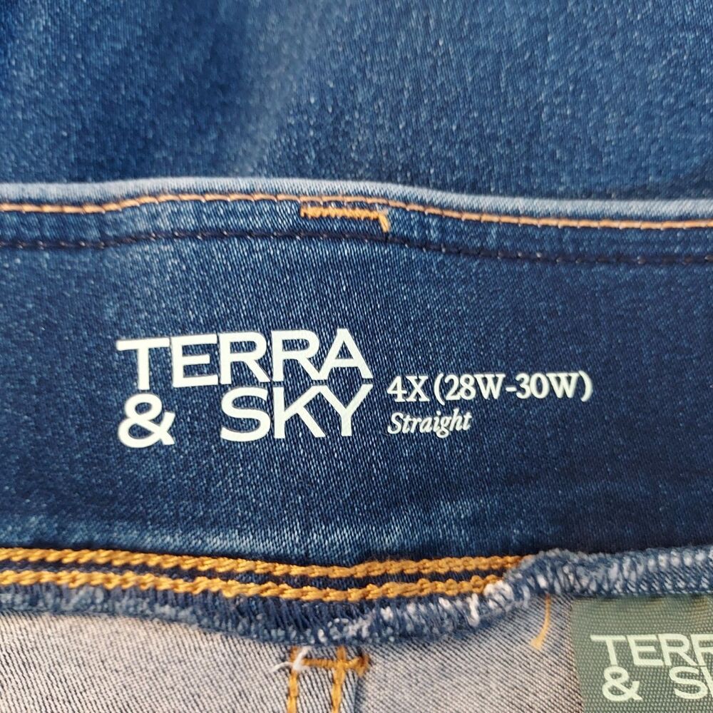 Terra & Sky Women's Plus Size 4X Blue Jean Denim Jegging Pull On Stretch - Picture 7 of 13